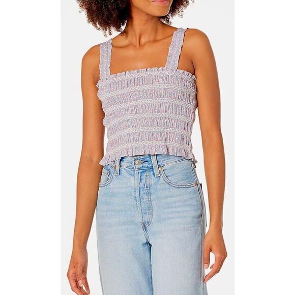 FRENCH CONNECTION - NWT - L XL Smocked Cotton Cropped Tank/Forget Me Not Multi - Picture 10 of 15